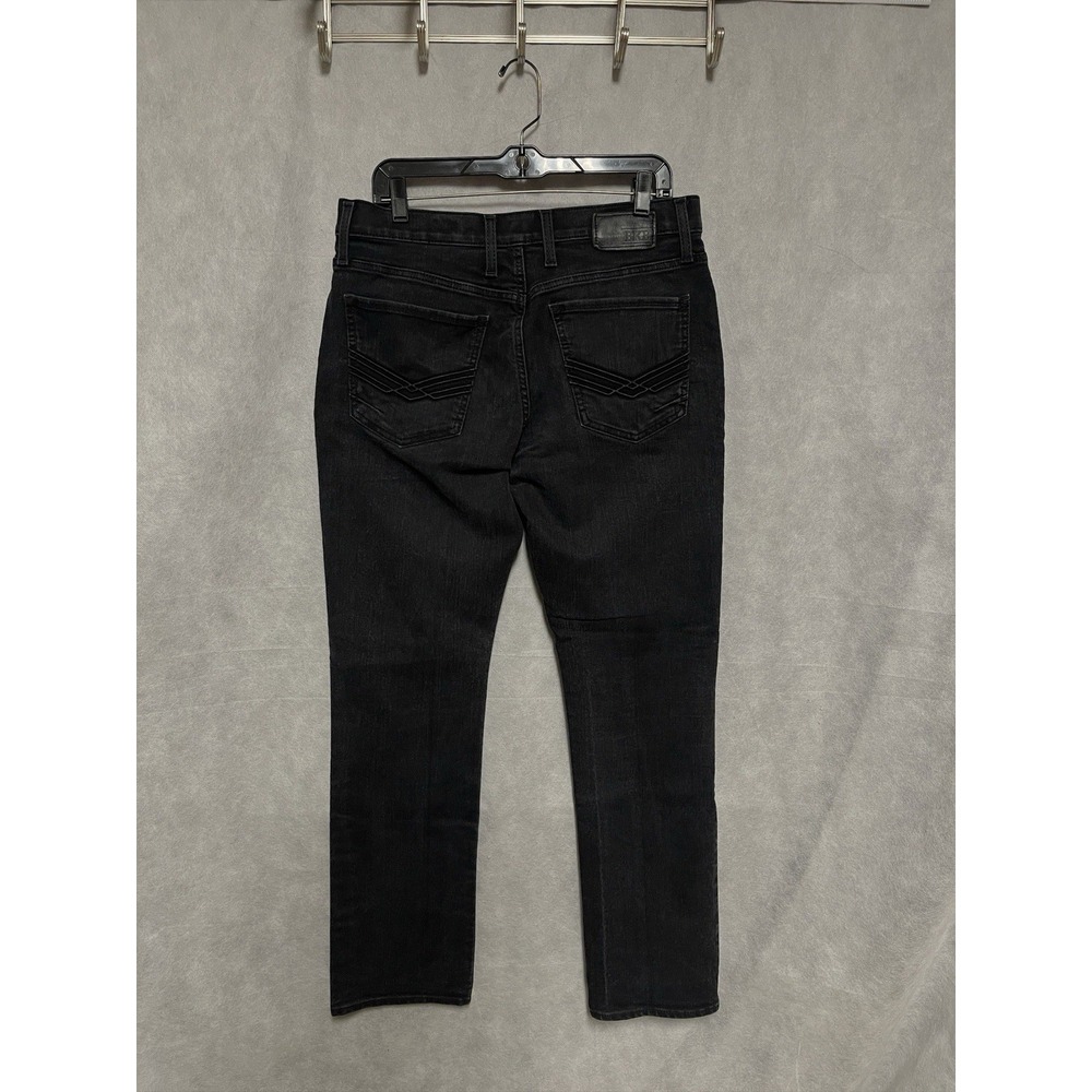 BKE Jeans Men 34x31 Black Dark Wash Jake Straight Preppy Buckle Stretch Preppy - Picture 7 of 11
